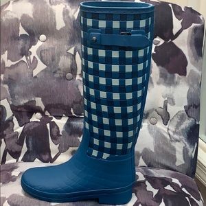Hunter Womens. Refined Tall Woven Rain Boots